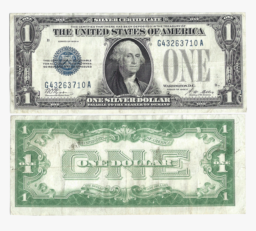 1928a 1 Silvercert V=1530739475 - Funny Back One Dollar Bill, HD Png Download, Free Download