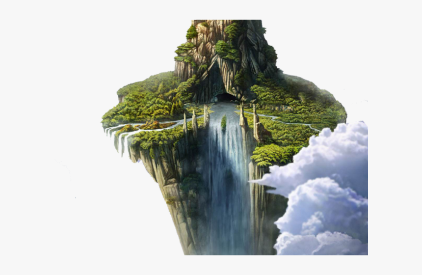 Drawn Waterfall Island - Floating Island Png, Transparent Png, Free Download