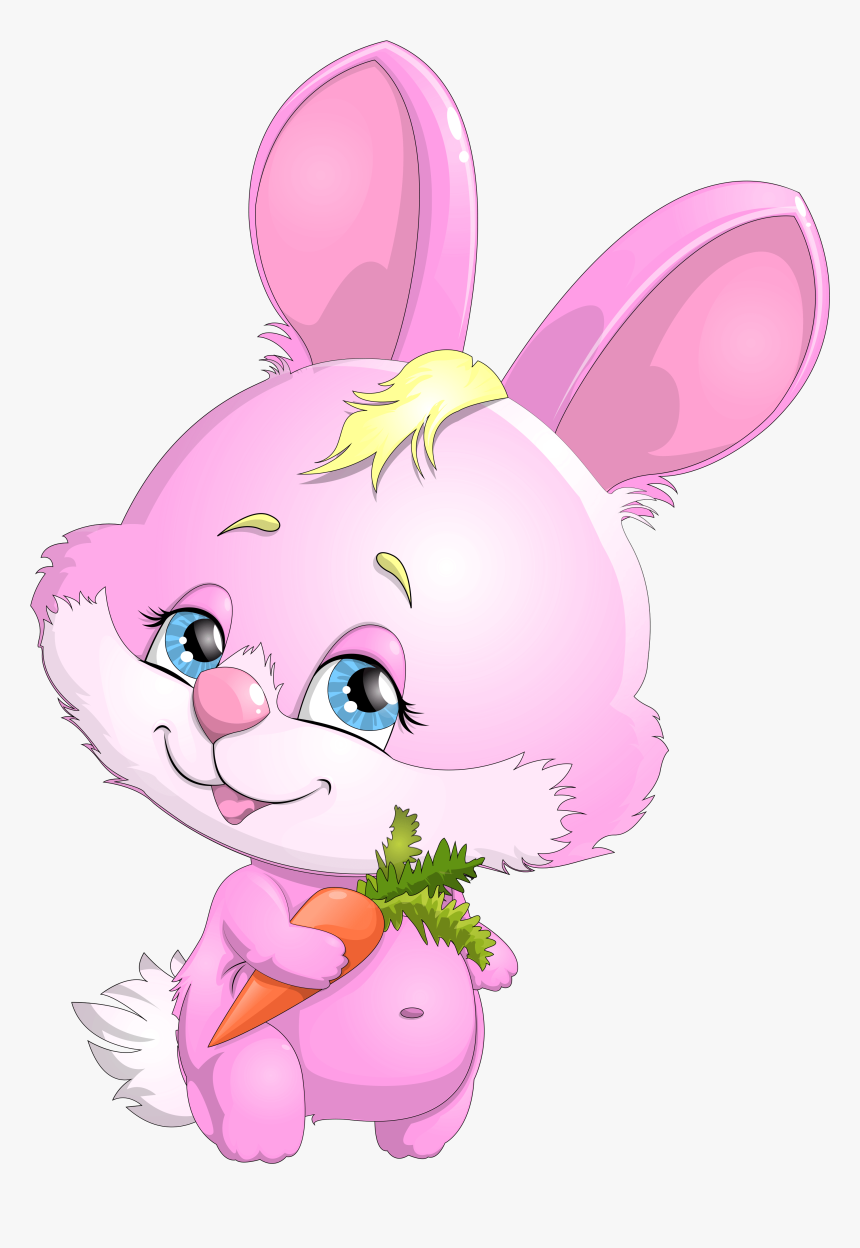 Cute Pink Bunny With Carrot Png Clipart Picture Gallery - Cute Pink Rabbit Clipart, Transparent Png, Free Download