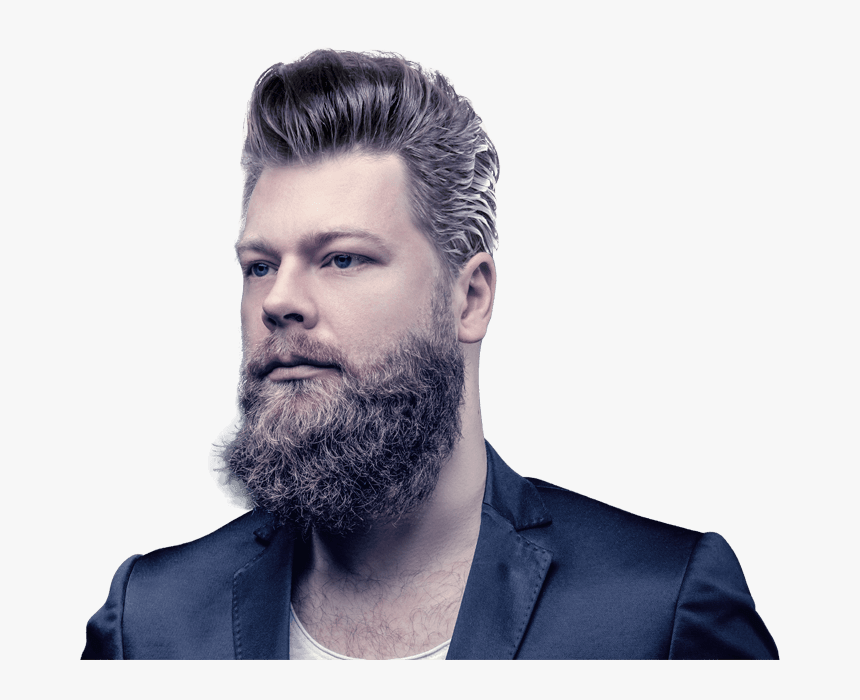 Man In Suit With Beard And A Modern Hairstyle - Skin Fade Undercut Slick Back, HD Png Download, Free Download