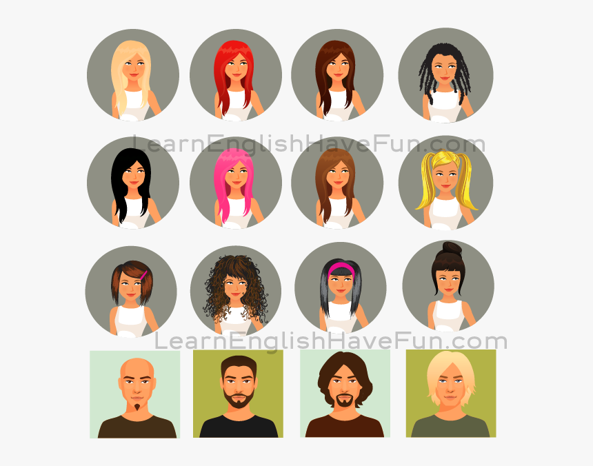 English Care Vocabulary - Hair Color Cartoon, HD Png Download, Free Download