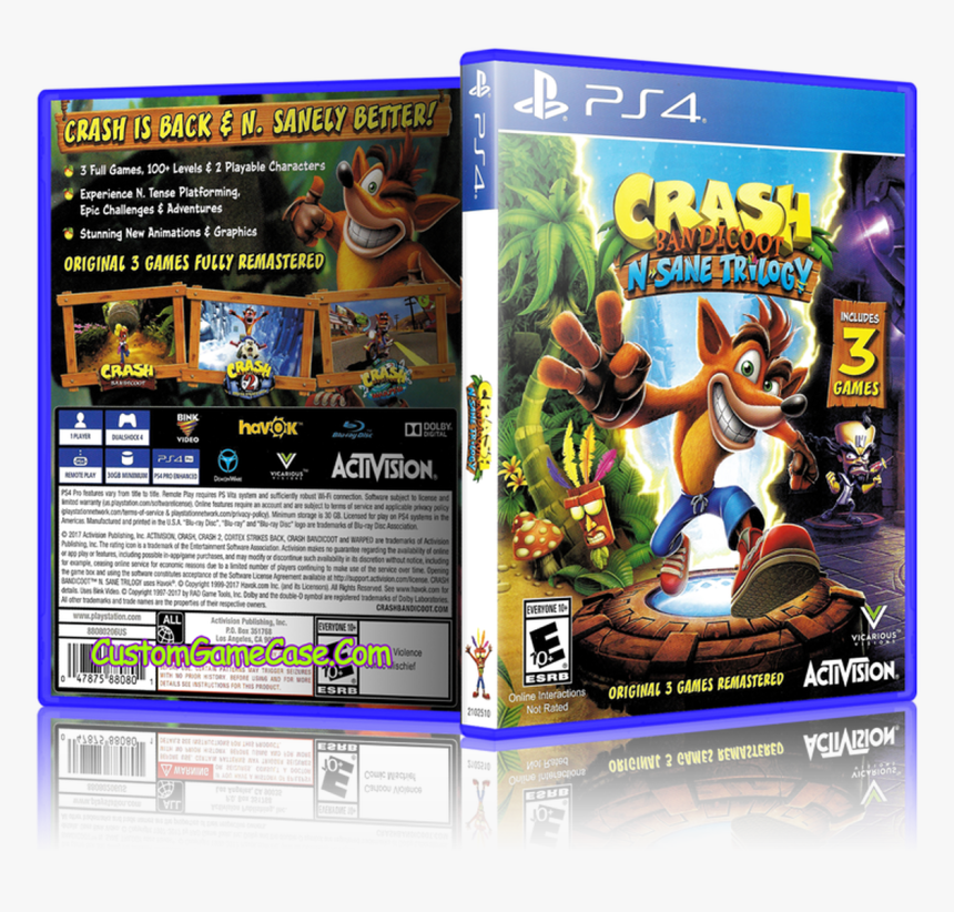 Crash Bandicoot N-sane Trilogy Custom Replacement Case - Sony Playstation Crash Bandicoot, HD Png Download, Free Download