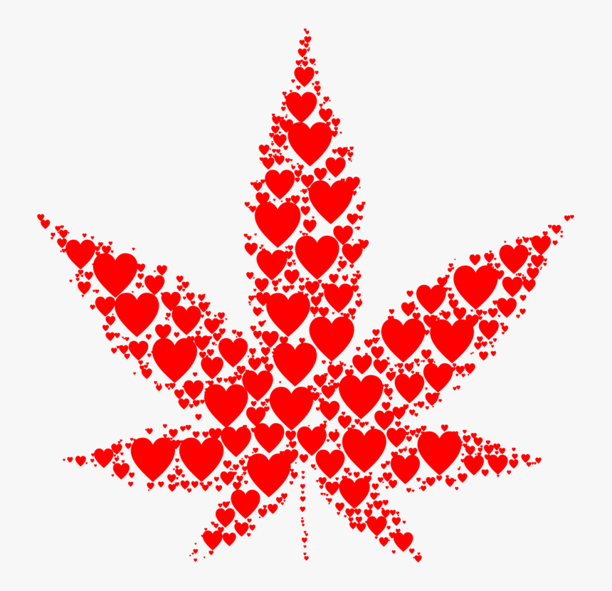 Cannabis Tea Drug Leaf Christmas Tree - Weed And Hearts Png, Transparent Png, Free Download