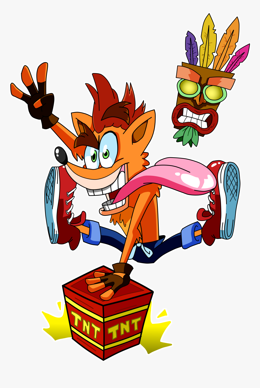 Crash Bandicoot And Aku Aku - Cartoon, HD Png Download, Free Download