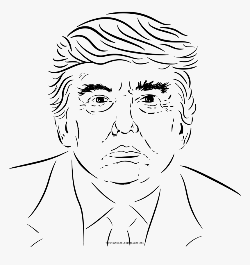 Donald Trump Coloring Page - Line Art, HD Png Download, Free Download