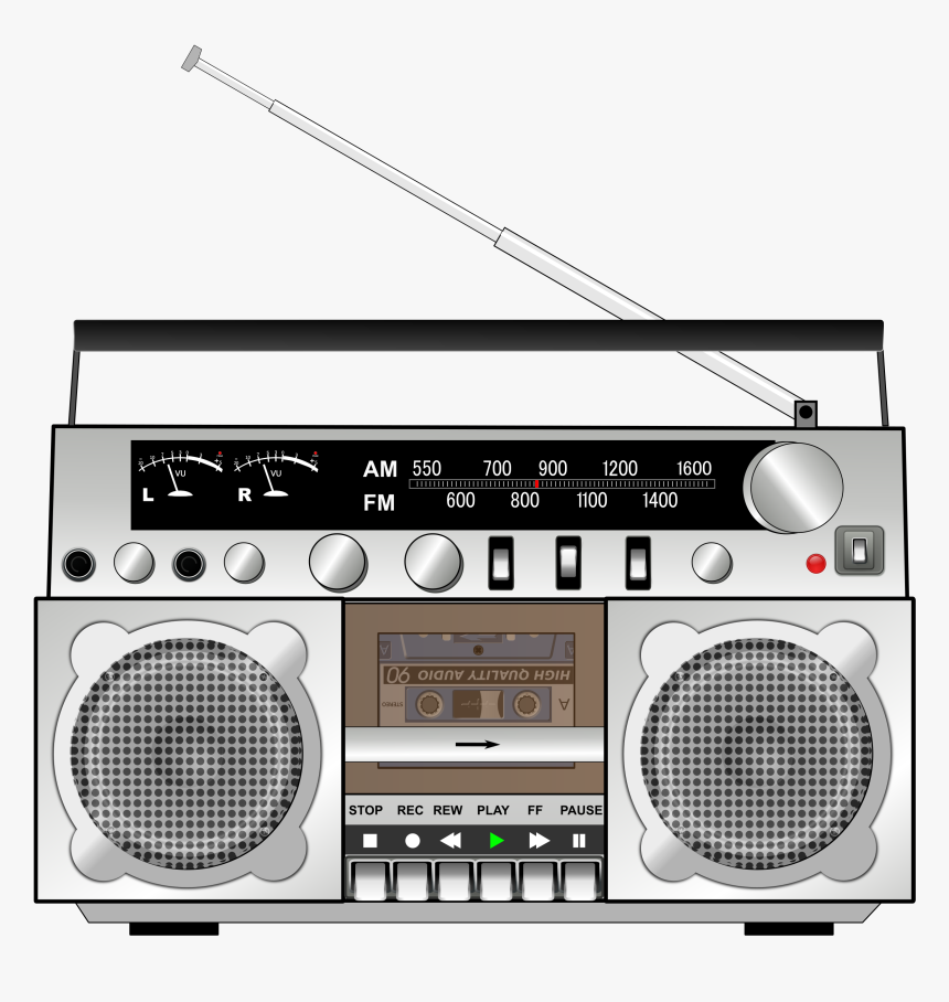 Casette, Radio, Am, Fm, Antenna, Player, Speaker, Sound - Boombox Radio Clip Art, HD Png Download, Free Download