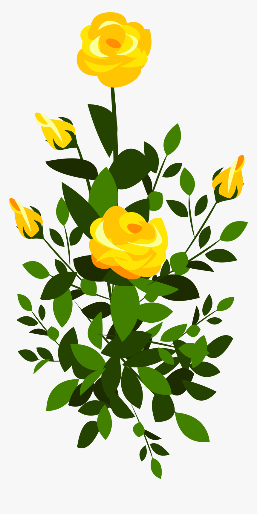 Clipart Rose Shrub - Yellow Rose Clip Art Png, Transparent Png, Free Download