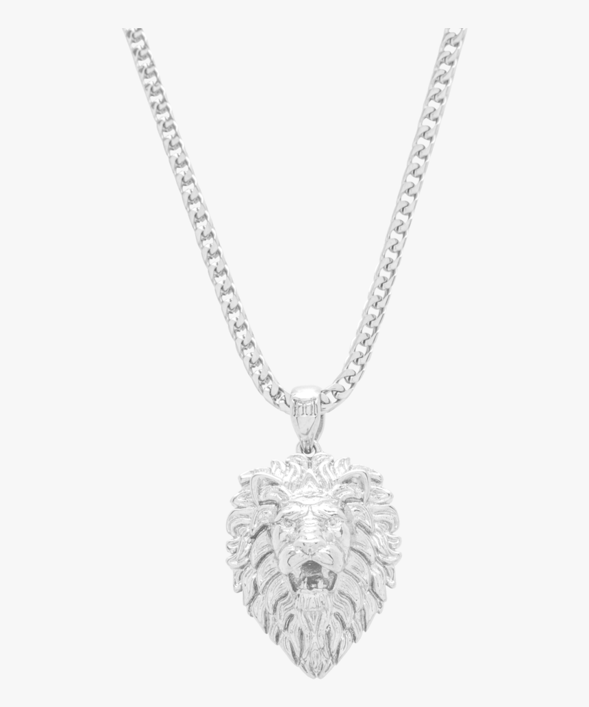 Lion Necklace White Gold Marcozo Png Lion Chain - Cuban Gold Chain For Men, Transparent Png, Free Download