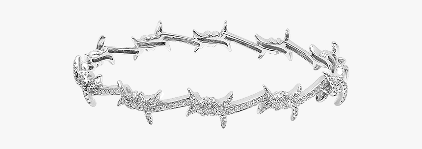 Barbed Wire Gold And White Diamonds Bangle For Men, HD Png Download, Free Download