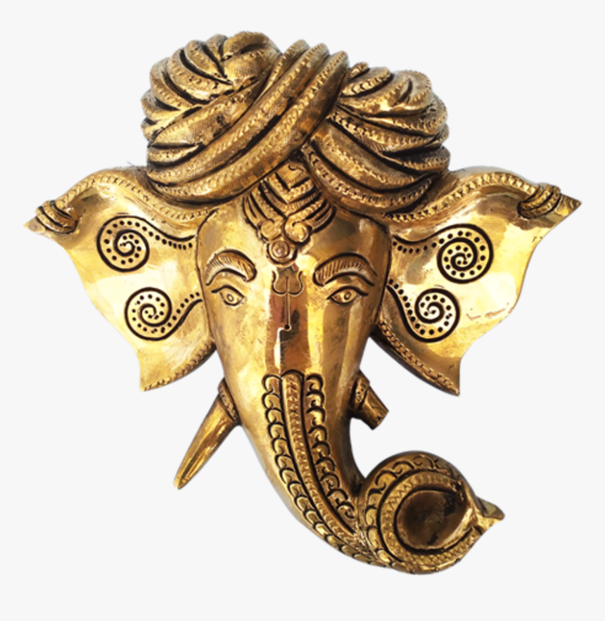 Decorative Lord Ganesha Face Wall Hanging Brass Statue, - Ganesha, HD Png Download, Free Download