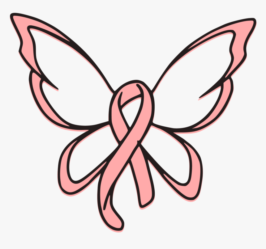 Breast Cancer Ribbon Svg , Png Download - Cancer Ribbon With Butterfly Wings, Transparent Png, Free Download