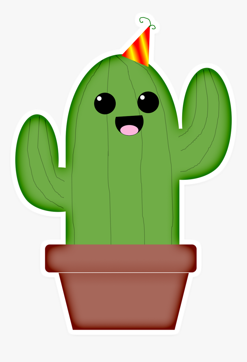 Cactus, Cute, Kawaii, Party, Mexico, Desert, Succulent - Dibujos De Cactus  Animados, HD Png Download - kindpng
