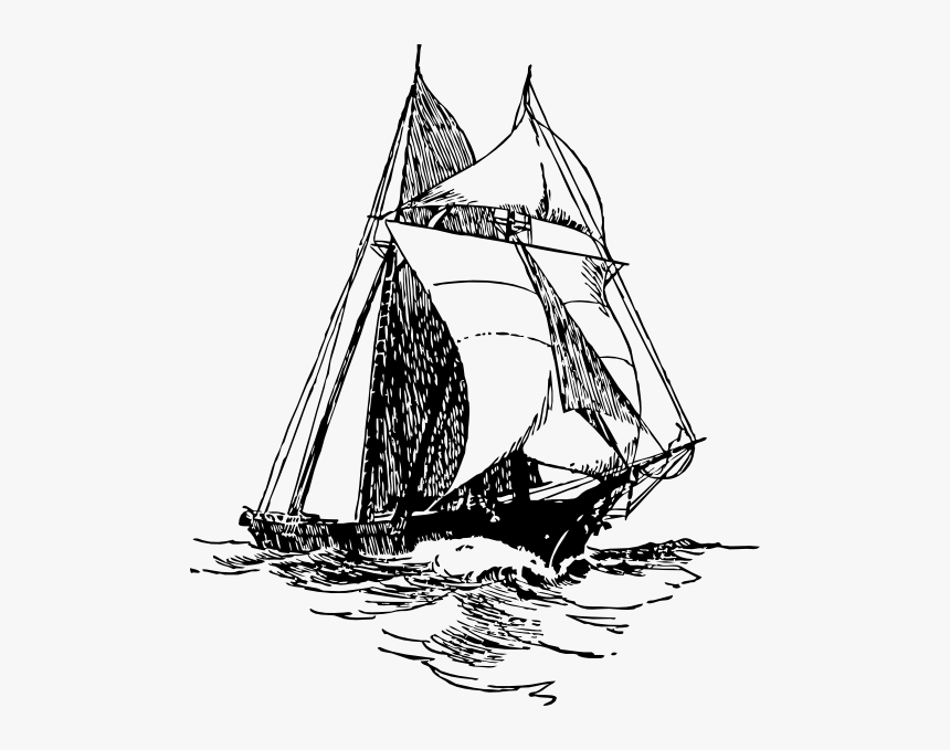 Sailing Ship Svg Clip Arts - Boat On Ocean Drawing, HD Png Download, Free Download