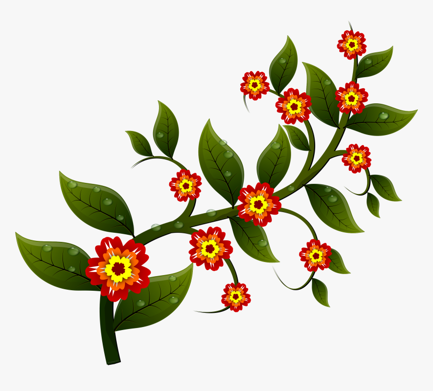 Flowers On A Branch - Flowers With Branch Clipart, HD Png Download, Free Download