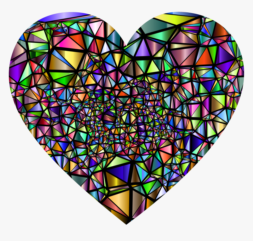 Low Poly Shattered Chromatic Heart With Background - Broken Heart Stained Glass, HD Png Download, Free Download