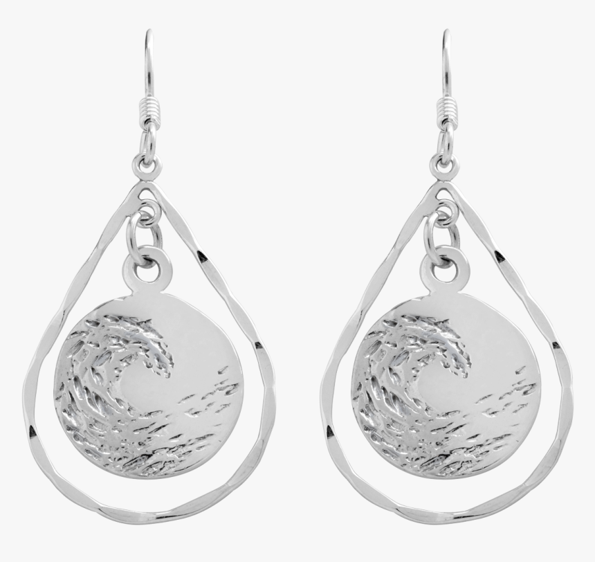 Sterling Silver Circle Tear Drop Earrings - Earrings, HD Png Download, Free Download