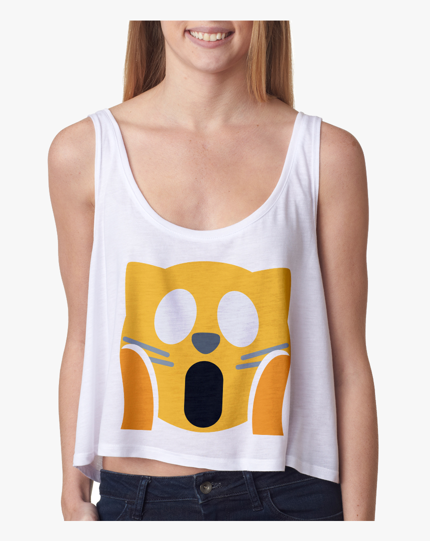 Shocked Cat Face Emoji Crop Top - Quotes Written On Crop Tops, HD Png Download, Free Download