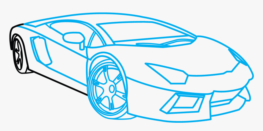 Collection Of Free Drawing Car Lamborghini Aventador - Simple Lamborghini Aventador Drawing, HD Png Download, Free Download