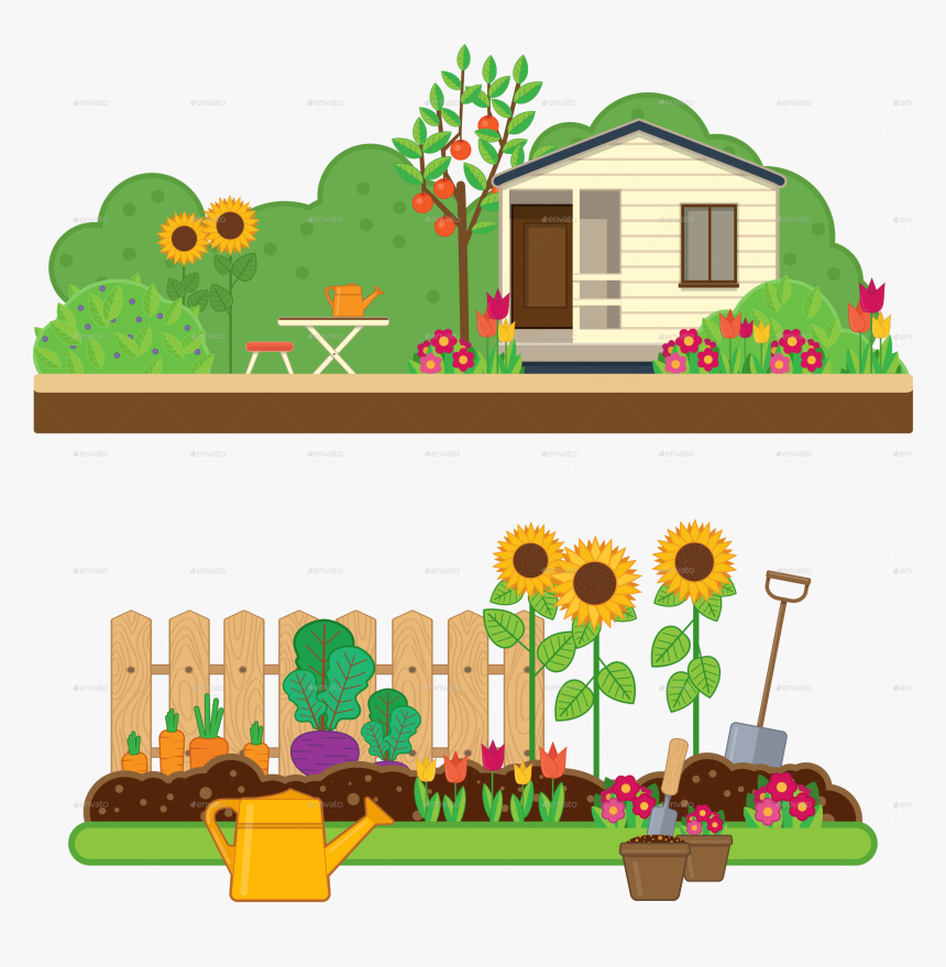 Gardening Set By Sabina - House Garden Clipart, HD Png Download, Free Download