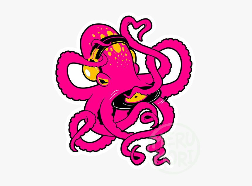 Dj Octopus Sticker - Octopus Dj, HD Png Download, Free Download