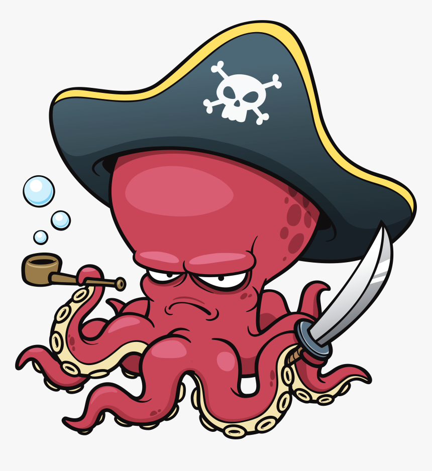 Pirate Octopus , Png Download - Cartoon Octopus, Transparent Png, Free Download