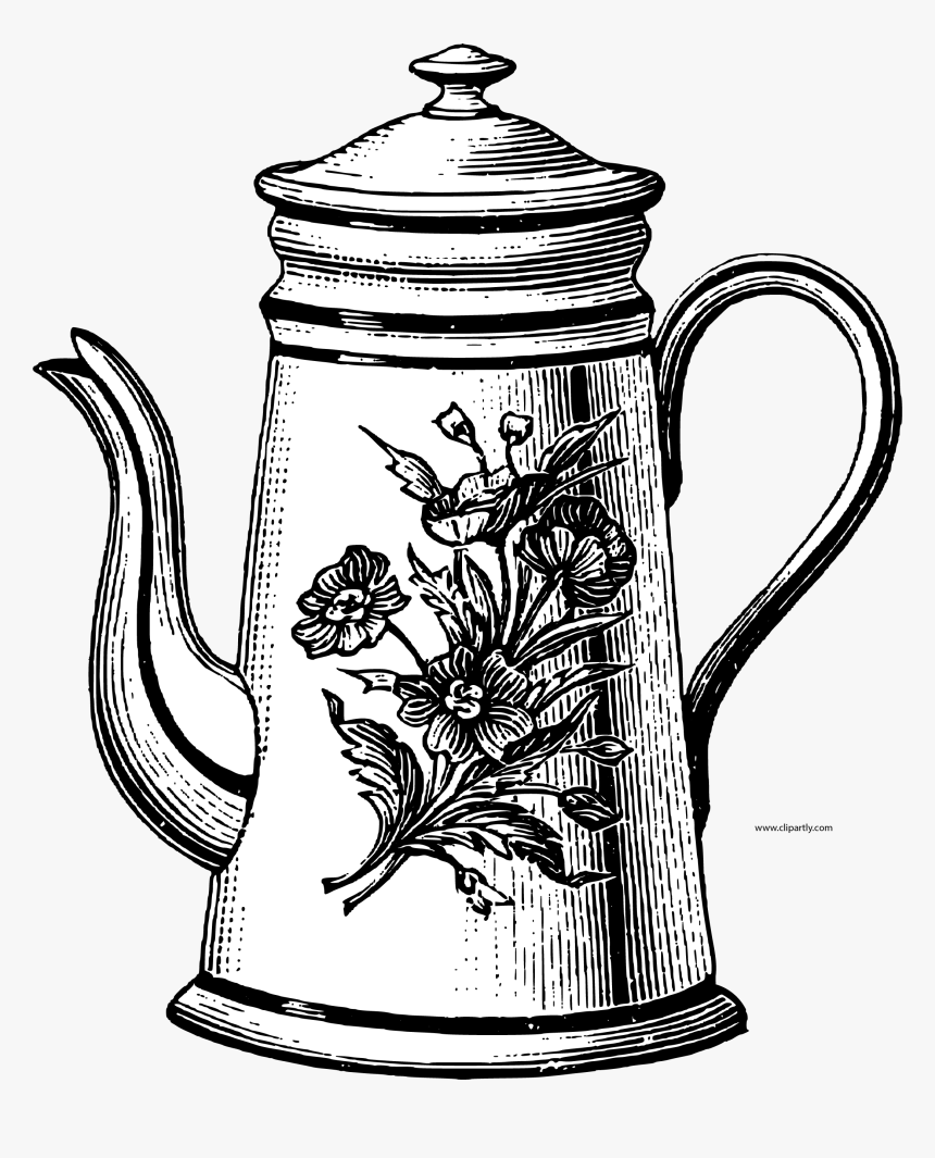 Vintage Sketch Teapot Png Clipart Download - Teapot Drawing, Transparent Png, Free Download