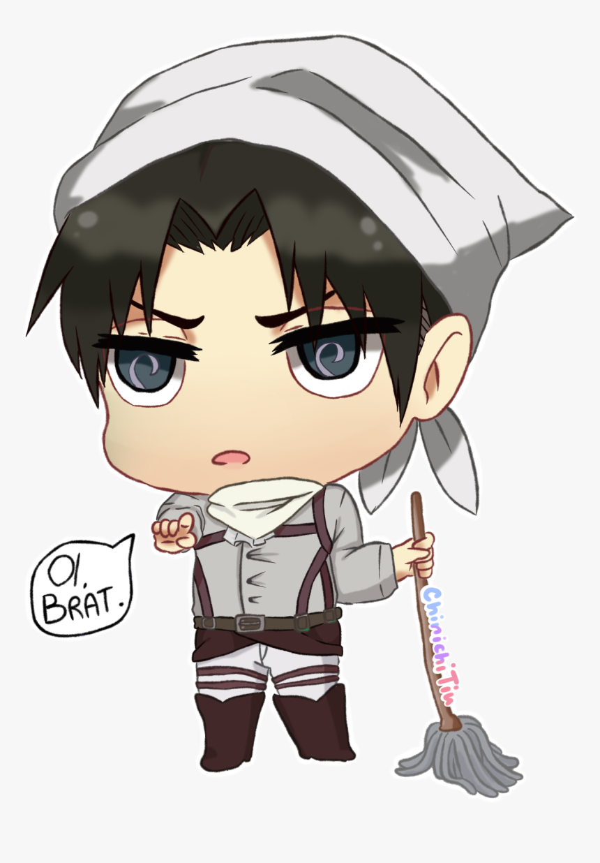 Chibi Levi Ackerman Cleaning, HD Png Download - kindpng