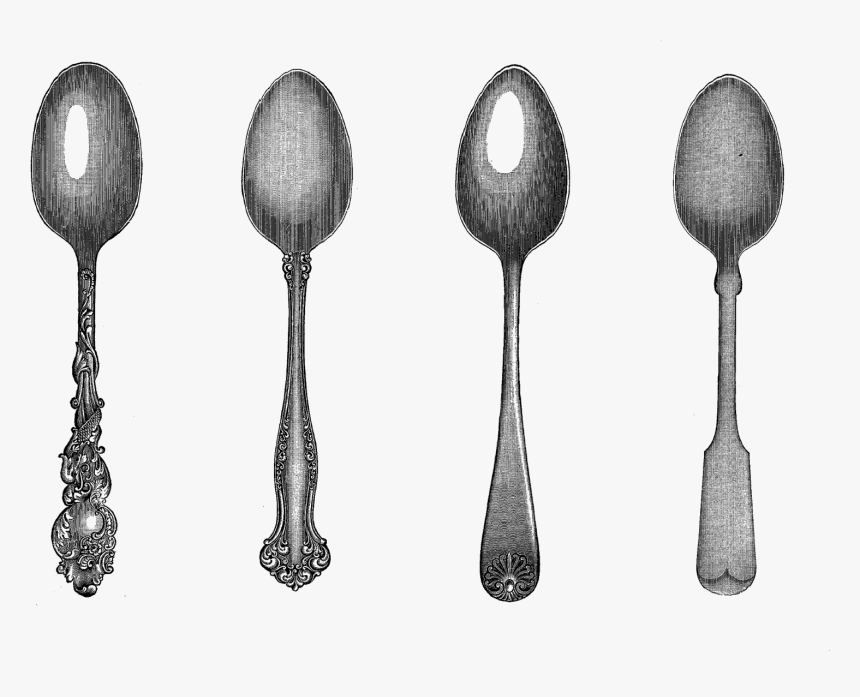 Vector Spoon Black - Vintage Spoon Clip Art, HD Png Download, Free Download