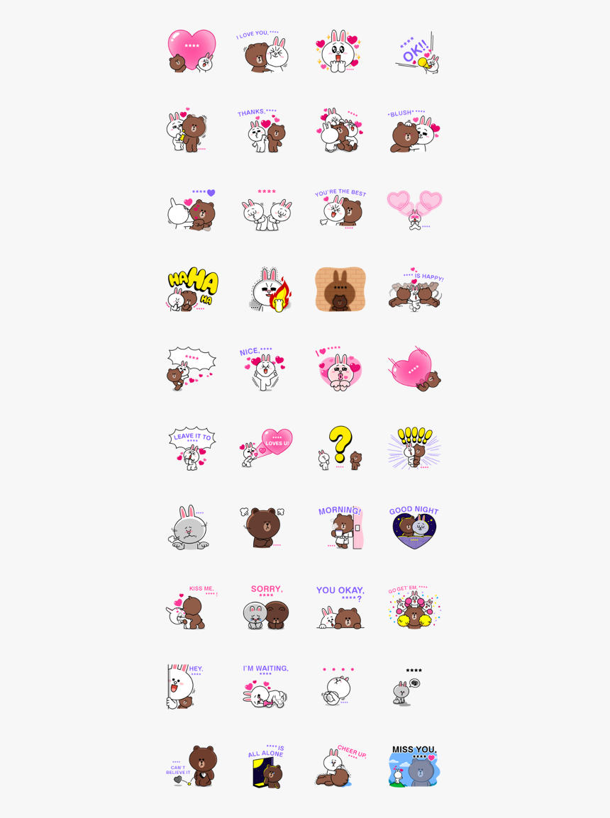 Brown & Cony Custom Stickers Line Sticker Gif & Png - Stickers Cony And Brown Gif, Transparent Png, Free Download