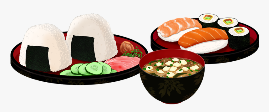 Food, Sushi, Delicious, Soup, Rice Ball - Sushi Cartoon Transparent Background, HD Png Download, Free Download