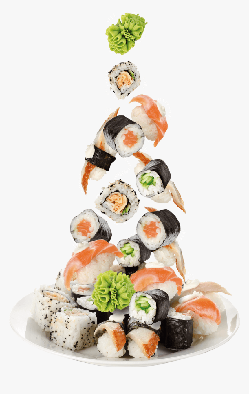 Sushis E Niguiris Caindo Em Um Prato - Falling Sushi, HD Png Download, Free Download