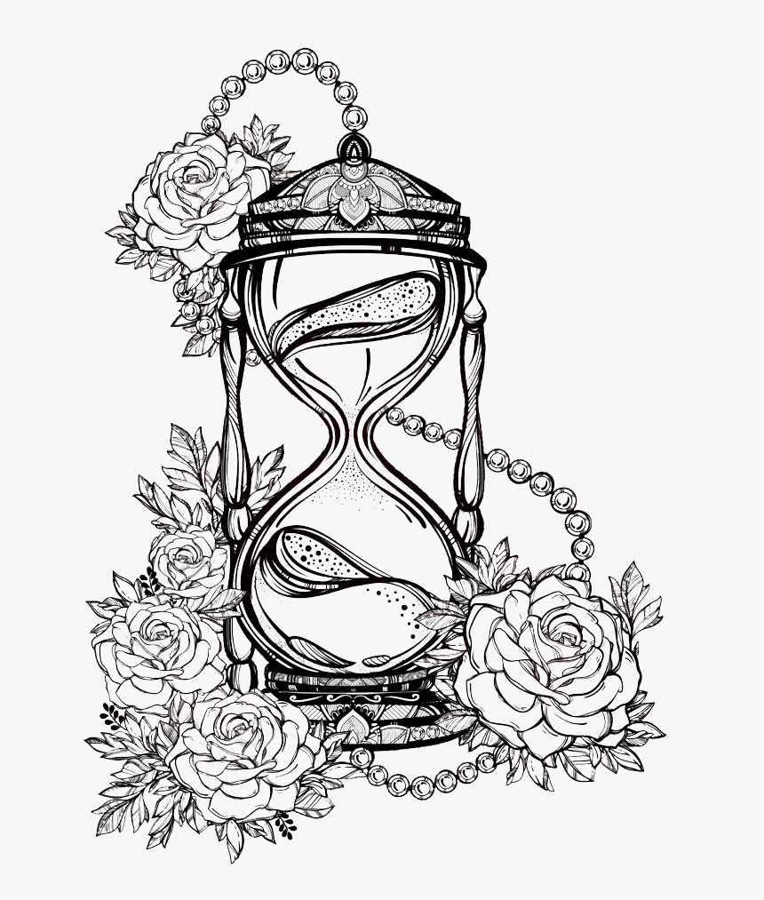 Rose Sketch Lines Drawing Hourglass Hq Image Free Png - Hourglass Sketch, Transparent Png, Free Download