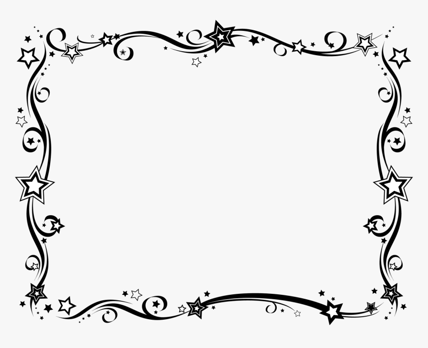 Swirls Png Frames Pinterest - Star Border Design Black And White, Transparent Png, Free Download