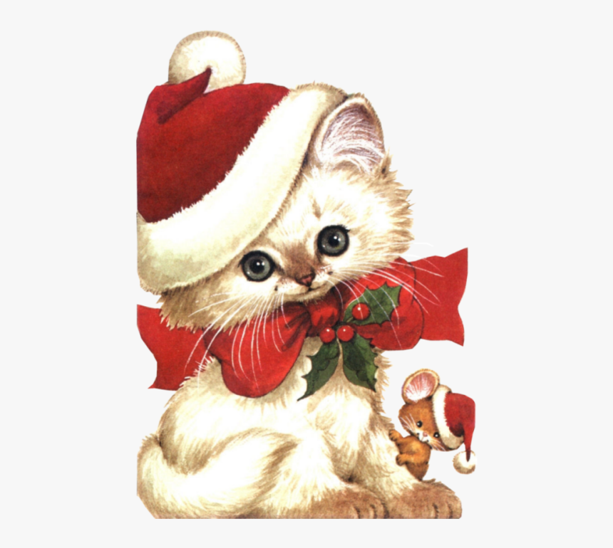 Christmas Kitten Png - Kitten Christmas Transparent Clipart, Png Download, Free Download