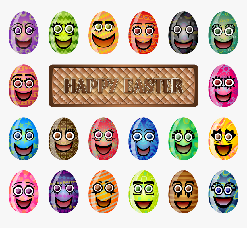 Colorful Easter Eggs Svg Clip Arts - Easter Eggs Happy Faces, HD Png Download, Free Download