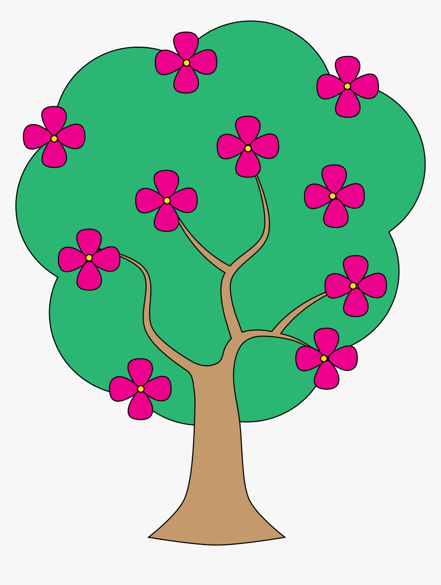 Images For Oak Tree Clip Art Png - Tree With Flower Clip Art, Transparent Png, Free Download