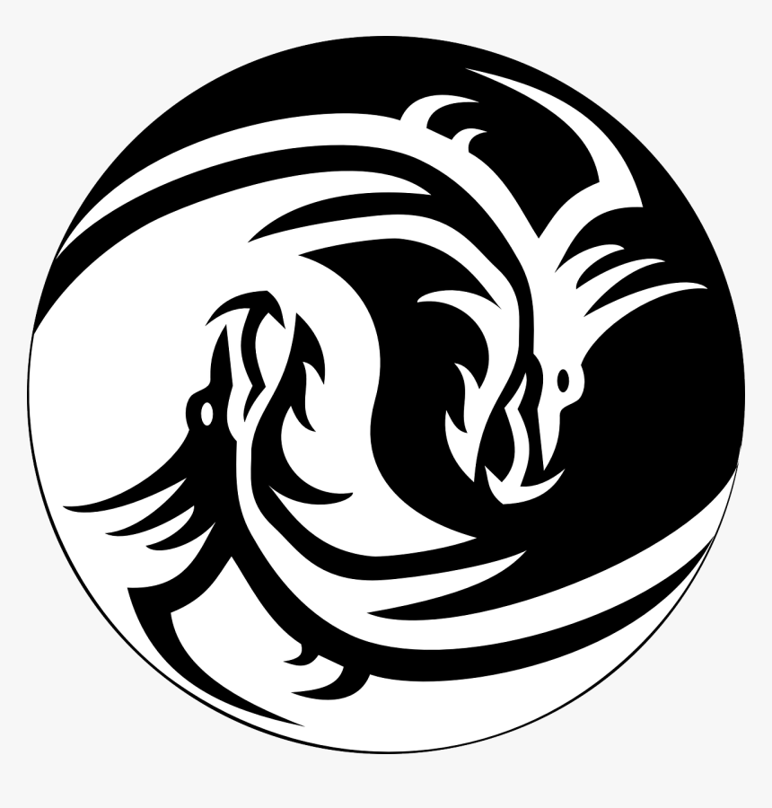 Yin Yang Dragon Symbol - Cool Dragon Black And White Drawing, HD Png Download, Free Download