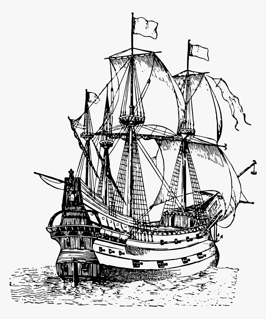 Clip Art Pirate Ships Images - Pirate Ship Line Drawing, HD Png Download, Free Download