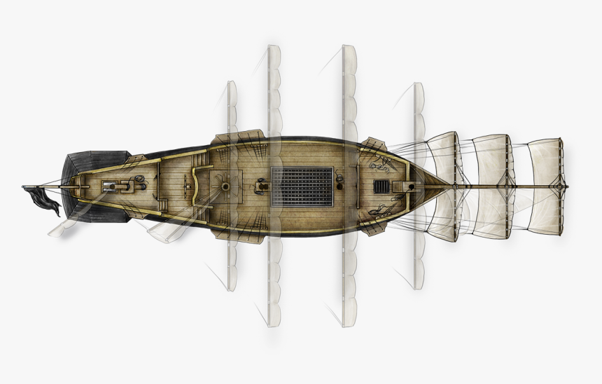 A Map Of A Pirate Ship In Full Sail - Top Down Pirate Ship, HD Png Download, Free Download