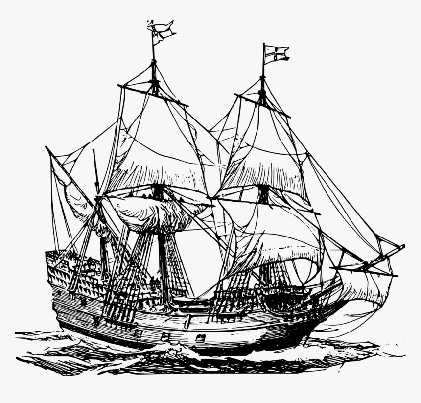 Transparent Sailing Ship Png - Black And White Pirate Ship, Png Download, Free Download