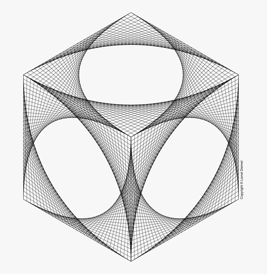 Curve-stitch Isometric Cube - Line Design String Art, HD Png Download, Free Download