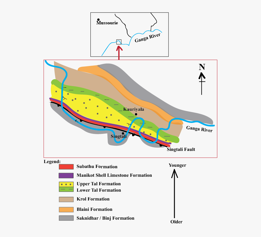 Location And Sketch Geological Map Of Part Of The Garhwal - Synform On The Map, HD Png Download, Free Download