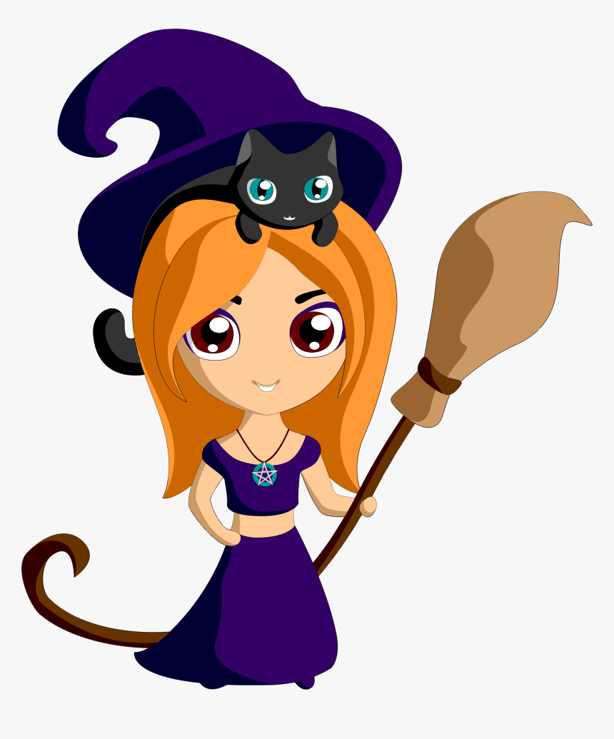 Cute Witch Png - Cute Witch Halloween Clipart, Transparent Png, Free Download