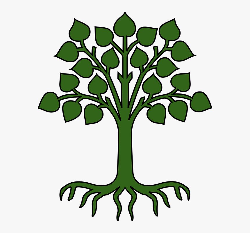 Tree, Leaves, Roots, Green, Pictogram - Child Care, HD Png Download, Free Download