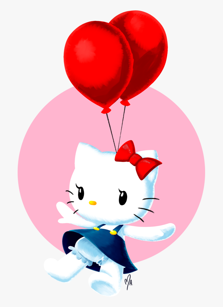 Birthday Balloons Clipart Hello Kitty - Hello Kitty With Balloon Png, Transparent Png, Free Download