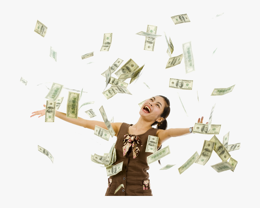 Falling Money Transparent Background Download - Girl Winning The Lottery, HD Png Download, Free Download