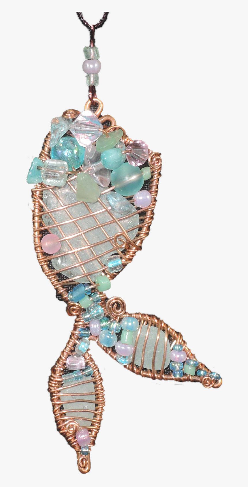 Copper And Sea Glass Mermaids Tail Pendant - Opal, HD Png Download, Free Download
