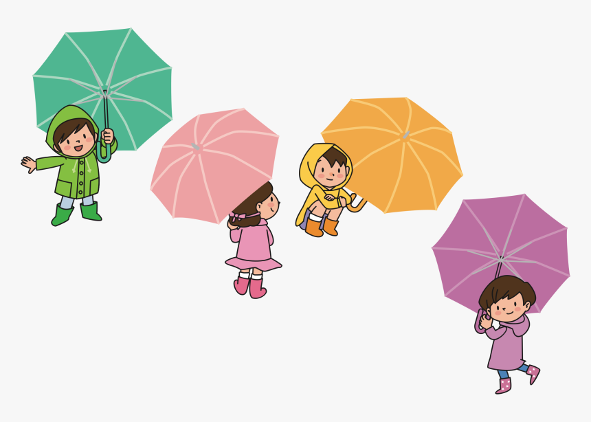 Children With Umbrellas Clip Arts - Umbrella Children Clipart, HD Png Download, Free Download