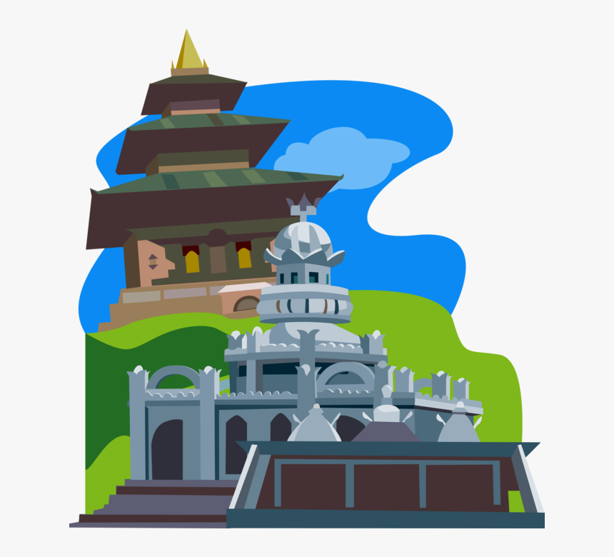 Vector Illustration Of Sagar Shiv Mandir Hindu Temple, - Mauritius Temple Vector, HD Png Download, Free Download