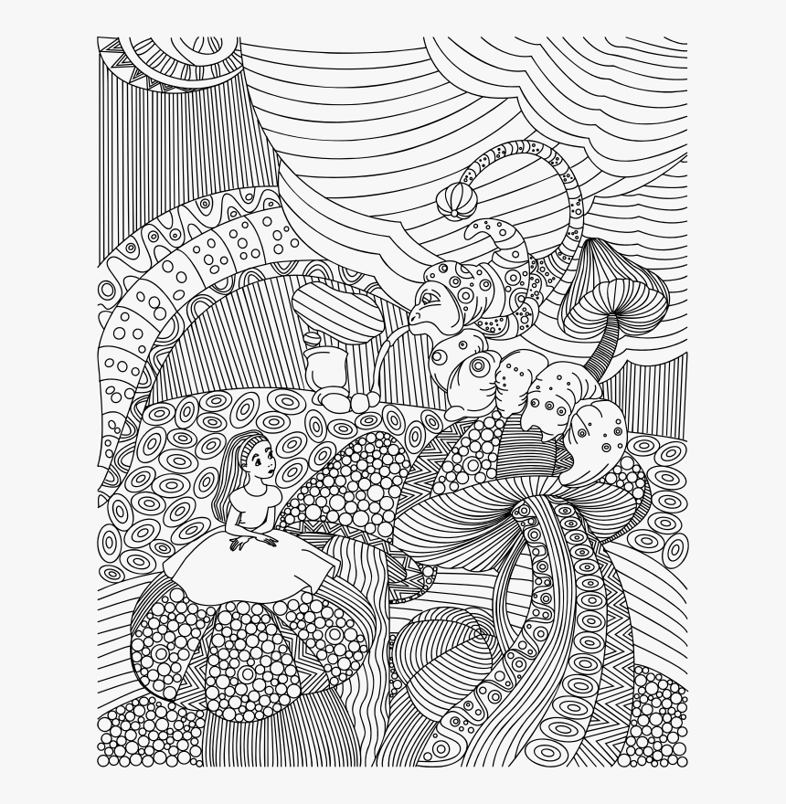 Alice In Wonderland Caterpillar Coloring, HD Png Download, Free Download